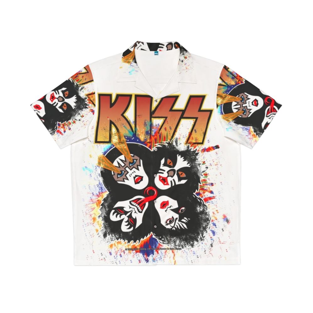 Kiss the Band Rock and Roll Over Splash Logo Hawaiian Shirt