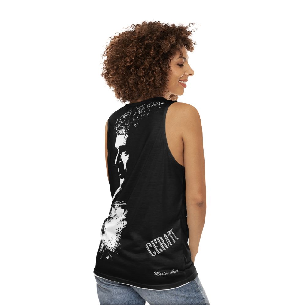 Unisex tank top with sunrise design - women back