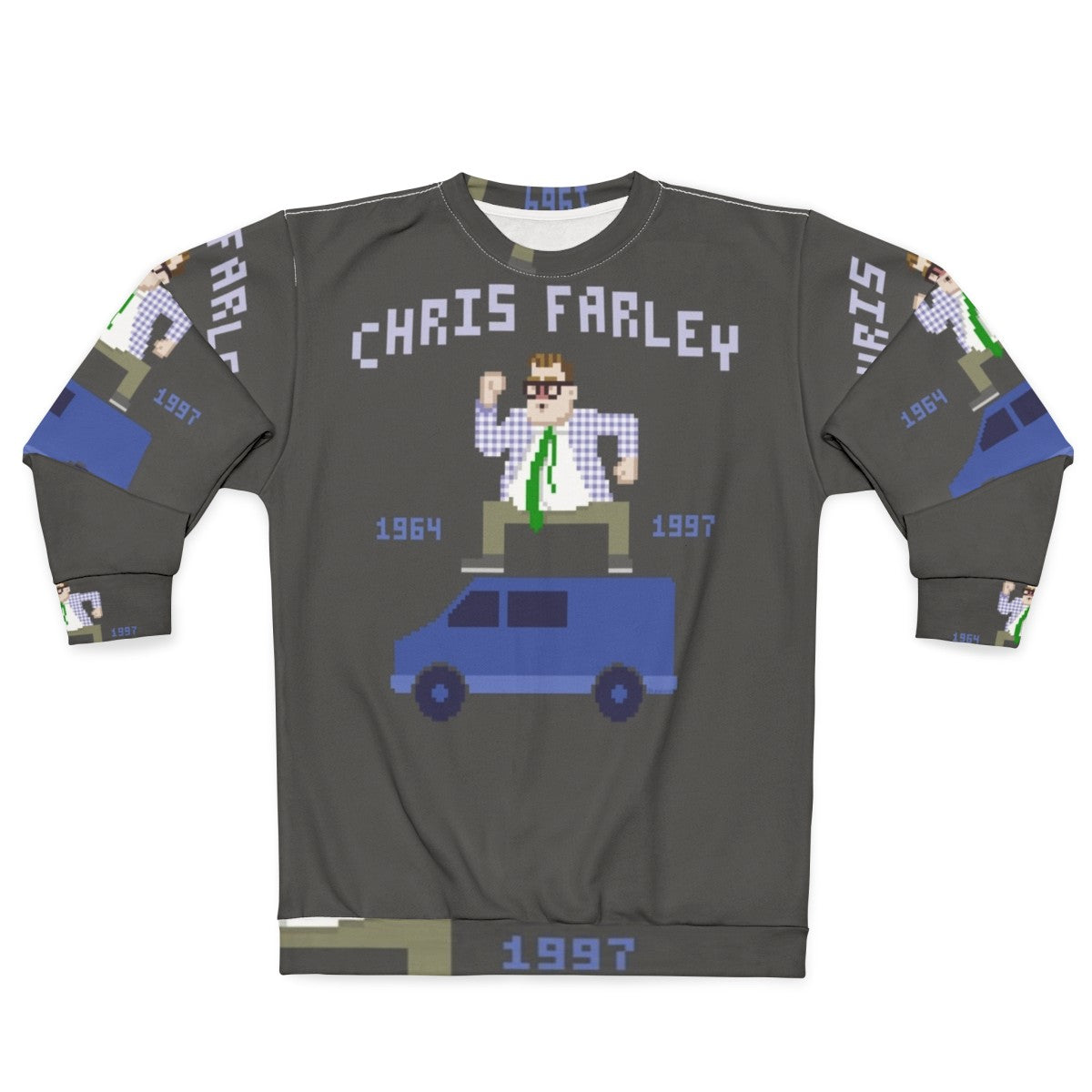 Chris Farley as Matt Foley from SNL in comedy sweatshirt