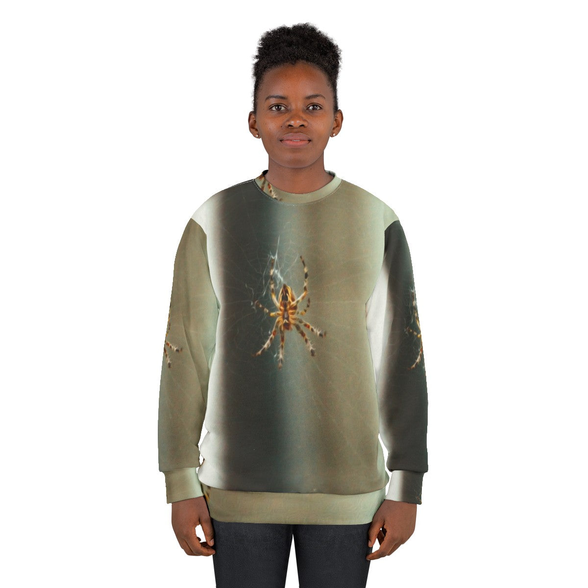 Spooky spider web and legendary animal sweatshirt - women