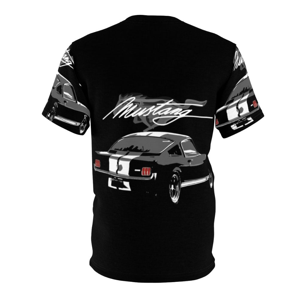 Stylized 1965 Ford Mustang Fastback muscle car graphic on a t-shirt - Back