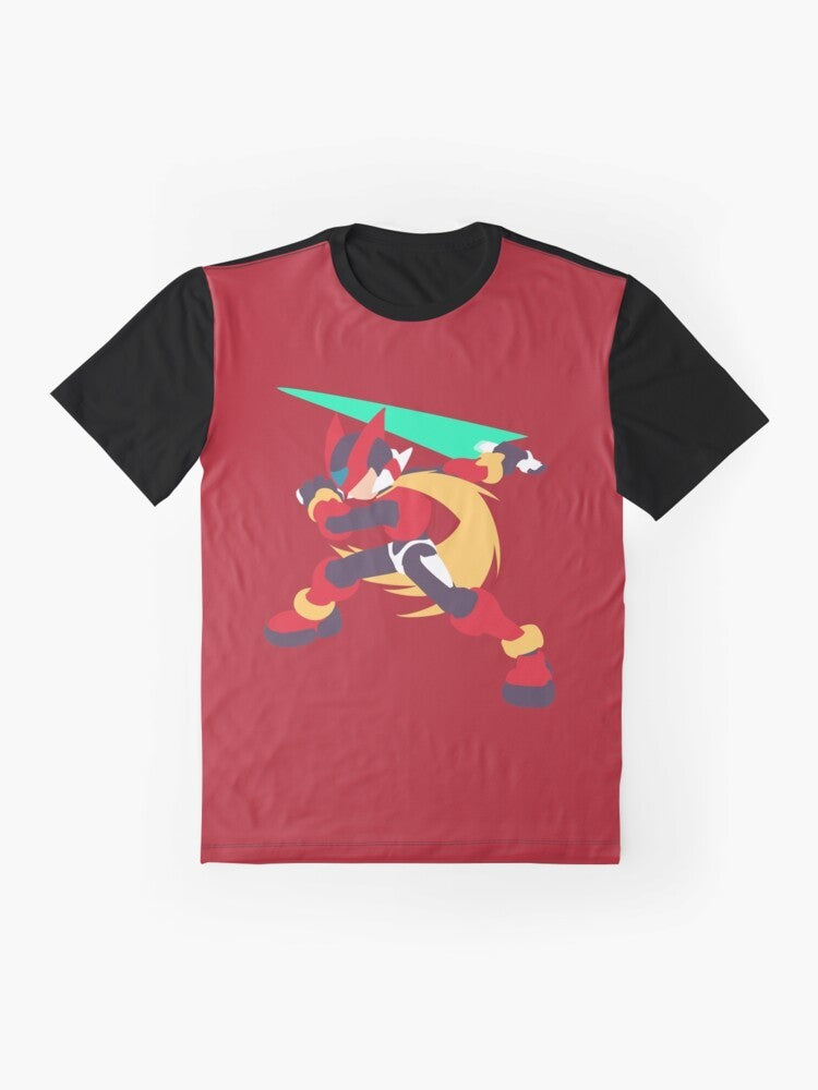 Mega Man Zero Graphic T-Shirt featuring the character Zero from the Mega Man Zero video game series - Flat lay