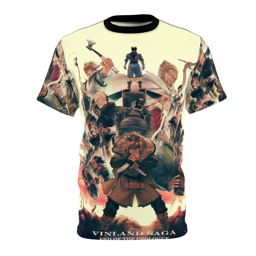 Vintage-style t-shirt design featuring characters from the Vinland Saga anime series