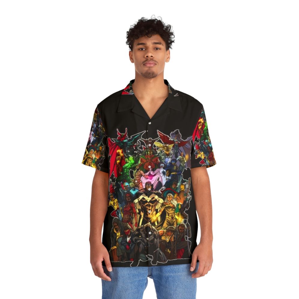 Black culture Hawaiian shirt design featuring geek and nerd elements - People Front