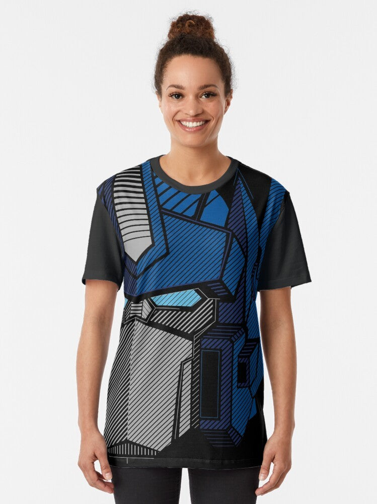 Optimus Prime graphic t-shirt with transformers, mecha, and anime-inspired design - Women