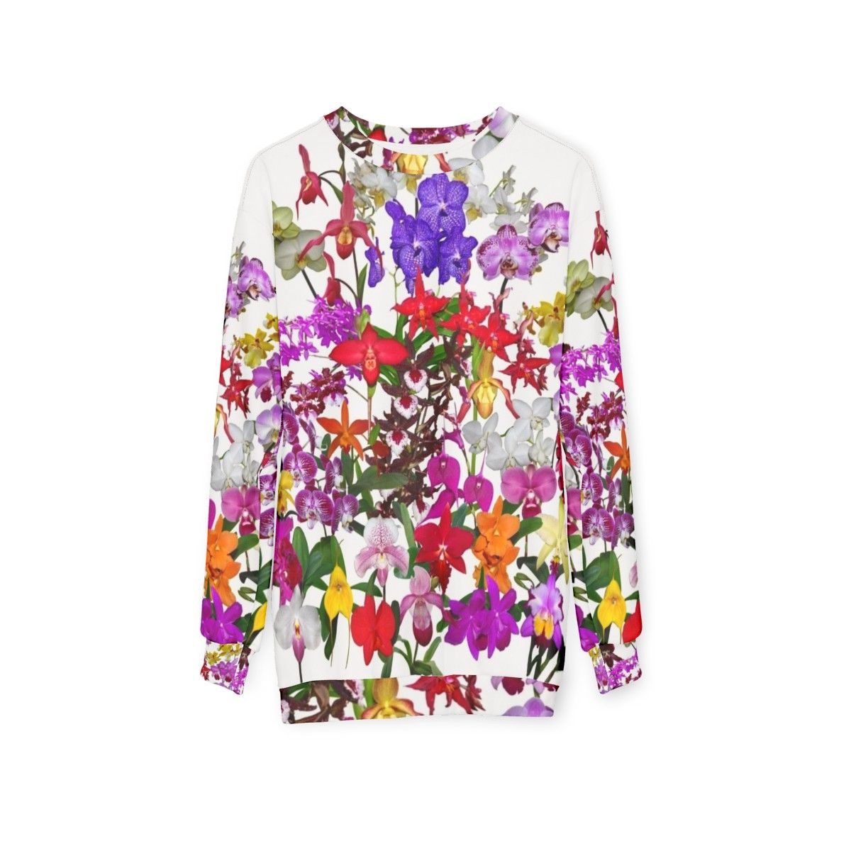 Orchid Celebration Floral Sweatshirt - hanging