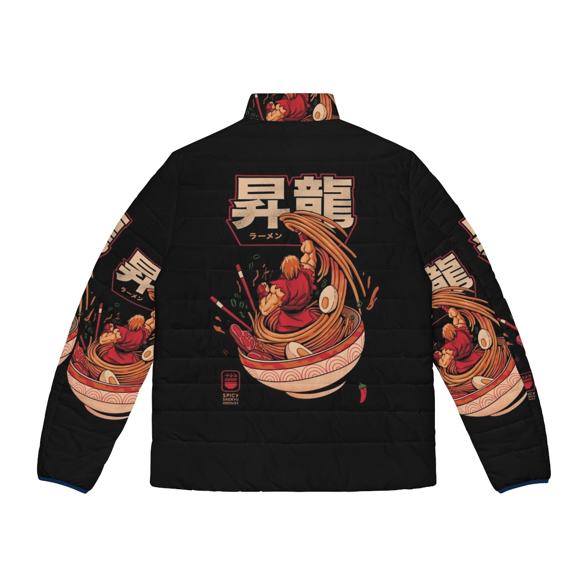 Spicy Shoryu Noodles Puffer Jacket featuring Street Fighter inspired design - Back