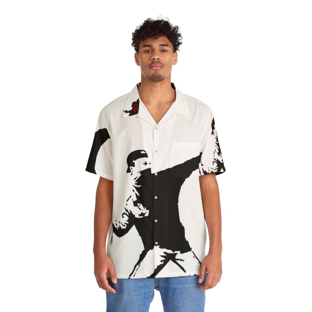 Banksy Flower Thrower Hawaiian Shirt - People Front