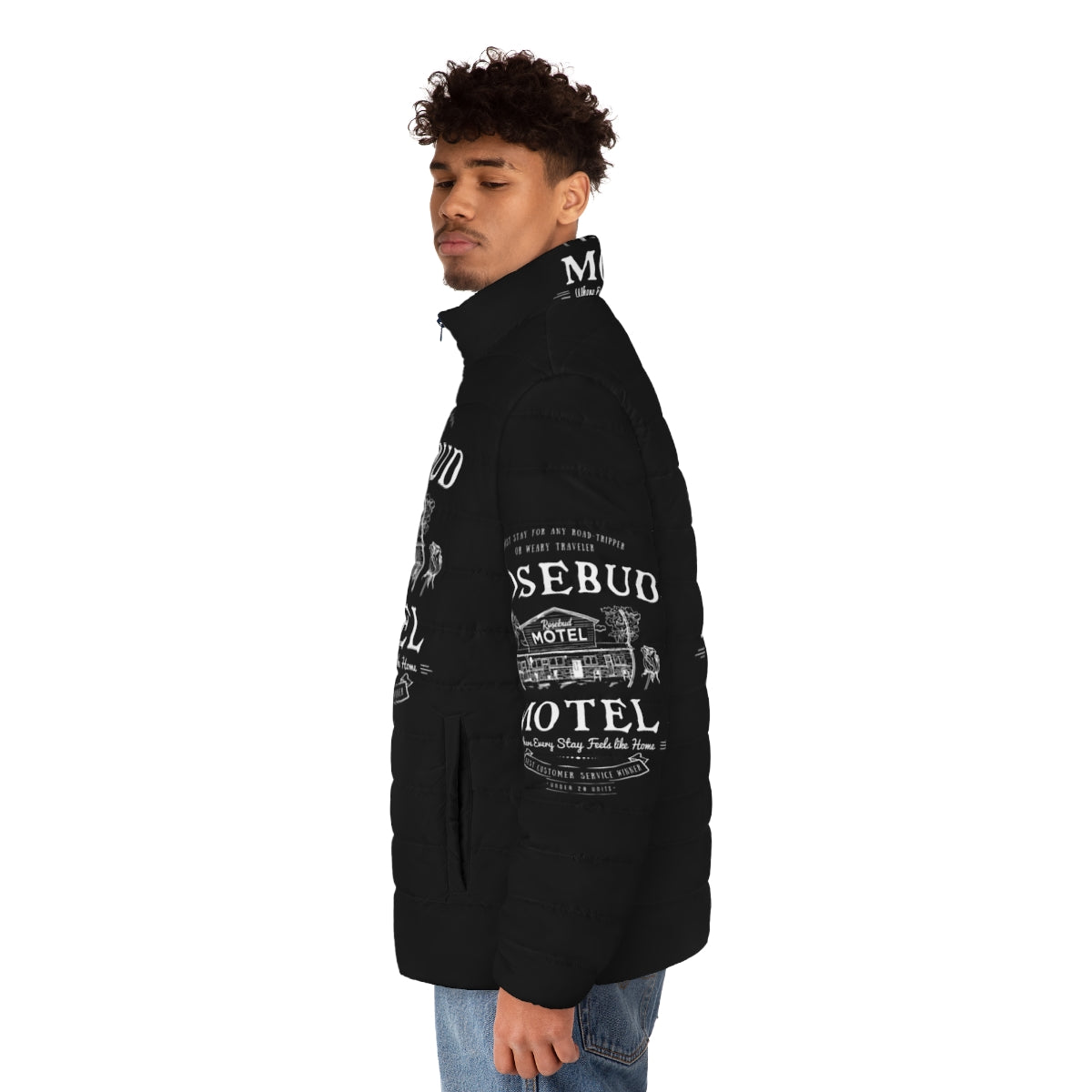 Rosebud Motel inspired funny puffer jacket for Schitt's Creek fans - men side left