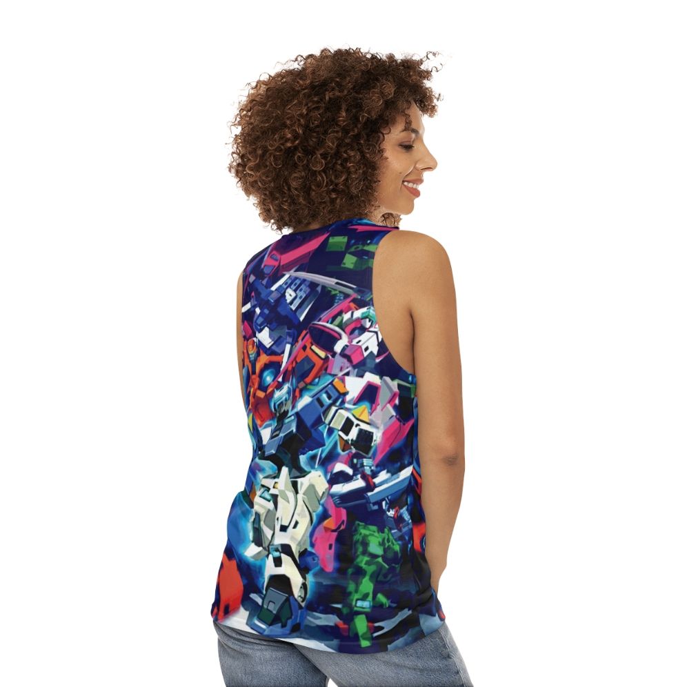 Virtual On Unisex Tank Top featuring cyber troopers and mecha design - women back