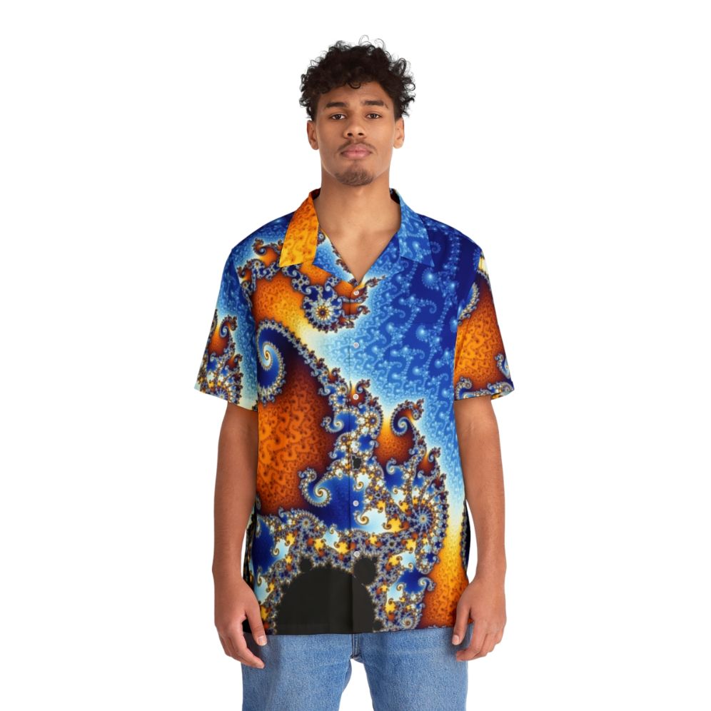 Mandelbrot Set Hawaiian Shirt featuring intricate fractal pattern - People Front