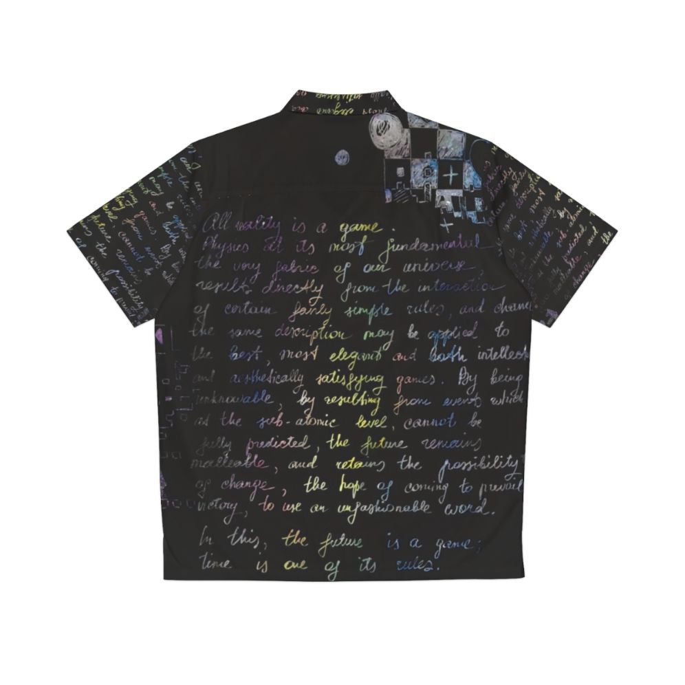 The Player of Games' sci-fi inspired Hawaiian shirt with chess board and handwritten design - Back