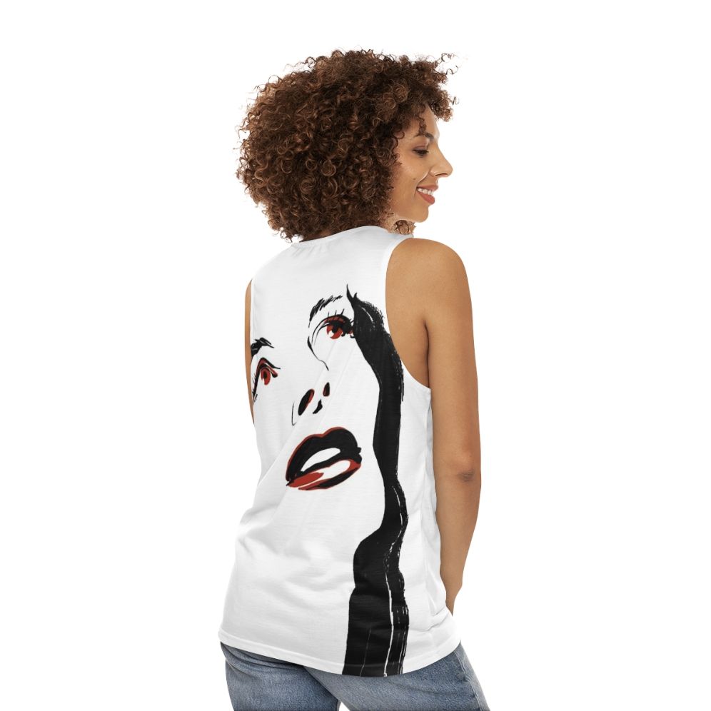 Katharine Hepburn portrait on unisex tank top - women back