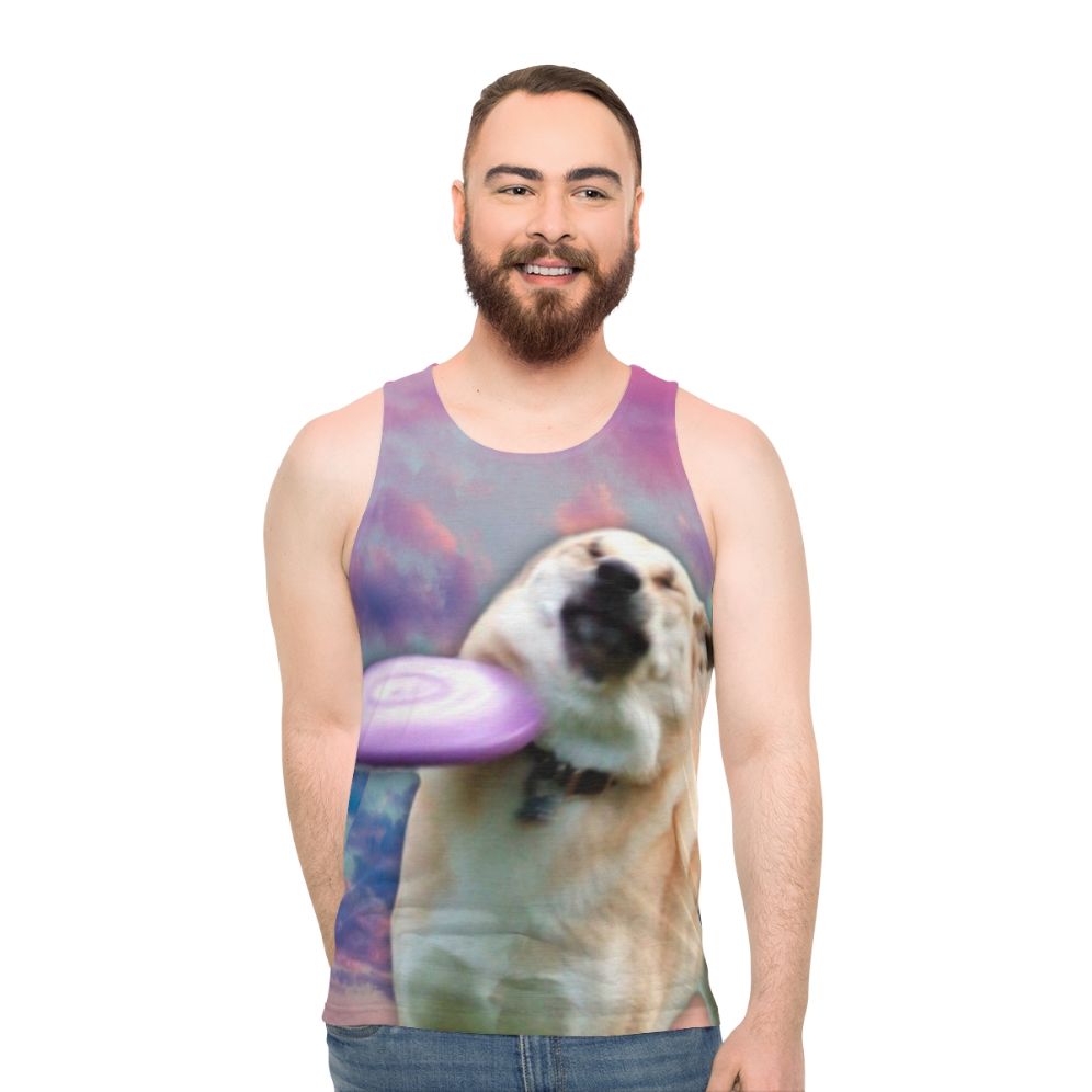 Doge frisbee vaporwave unisex tank top - men