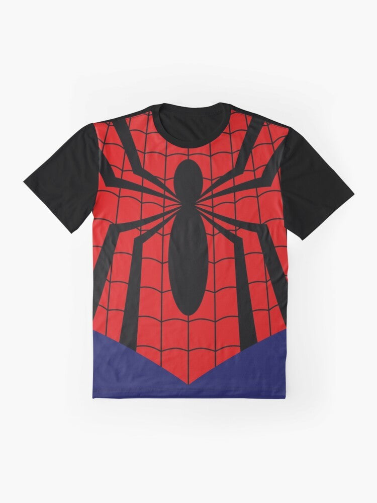 Graphic t-shirt design featuring Ben Reilly, Mayday Parker, and Spider-Man - Flat lay