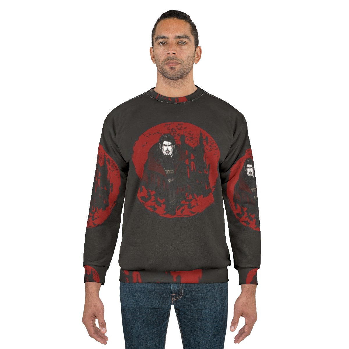 Dracula Castlevania inspired sweatshirt with Vlad Tepes, the vampire - men