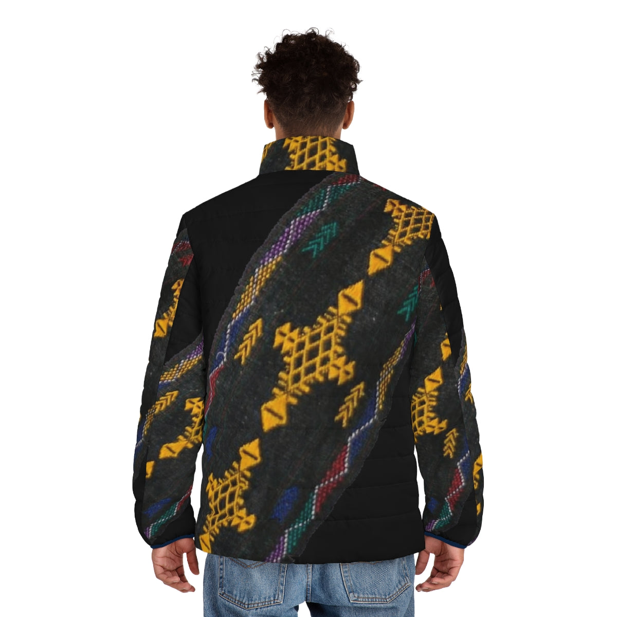 Habesha Puffer Jacket in Vibrant Ethiopian Cultural Design - men back