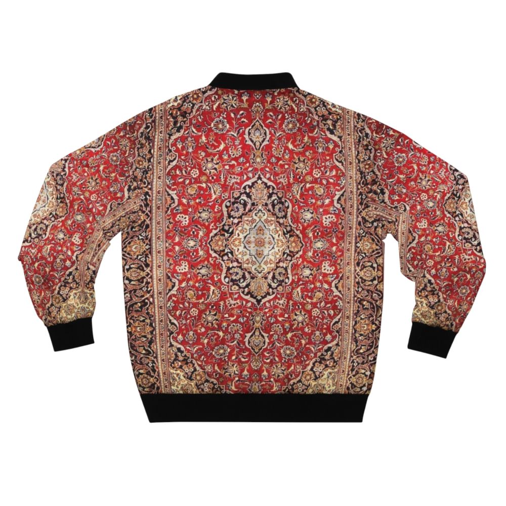 Floral Antique Persian Carpet Print Bomber Jacket - Back