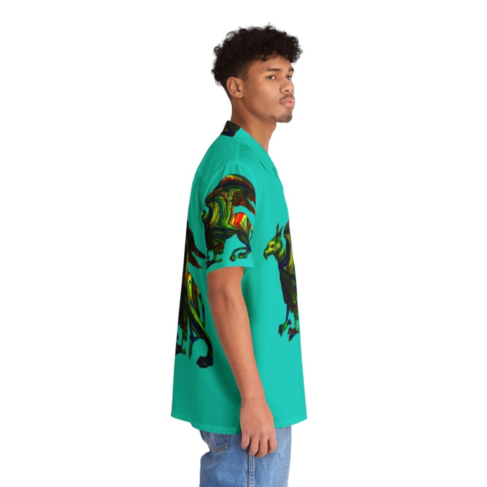 Colorful abstract griffin aqua hawaiian shirt - People Pight