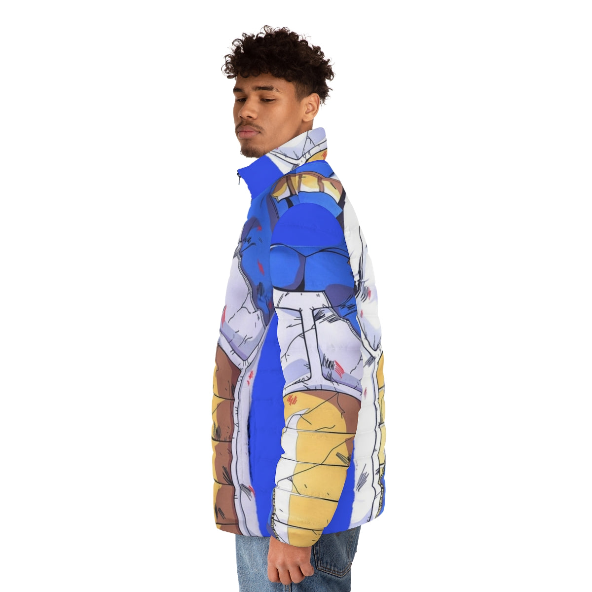 Vegeta's Armor Inspired DBZ Puffer Jacket - men side left