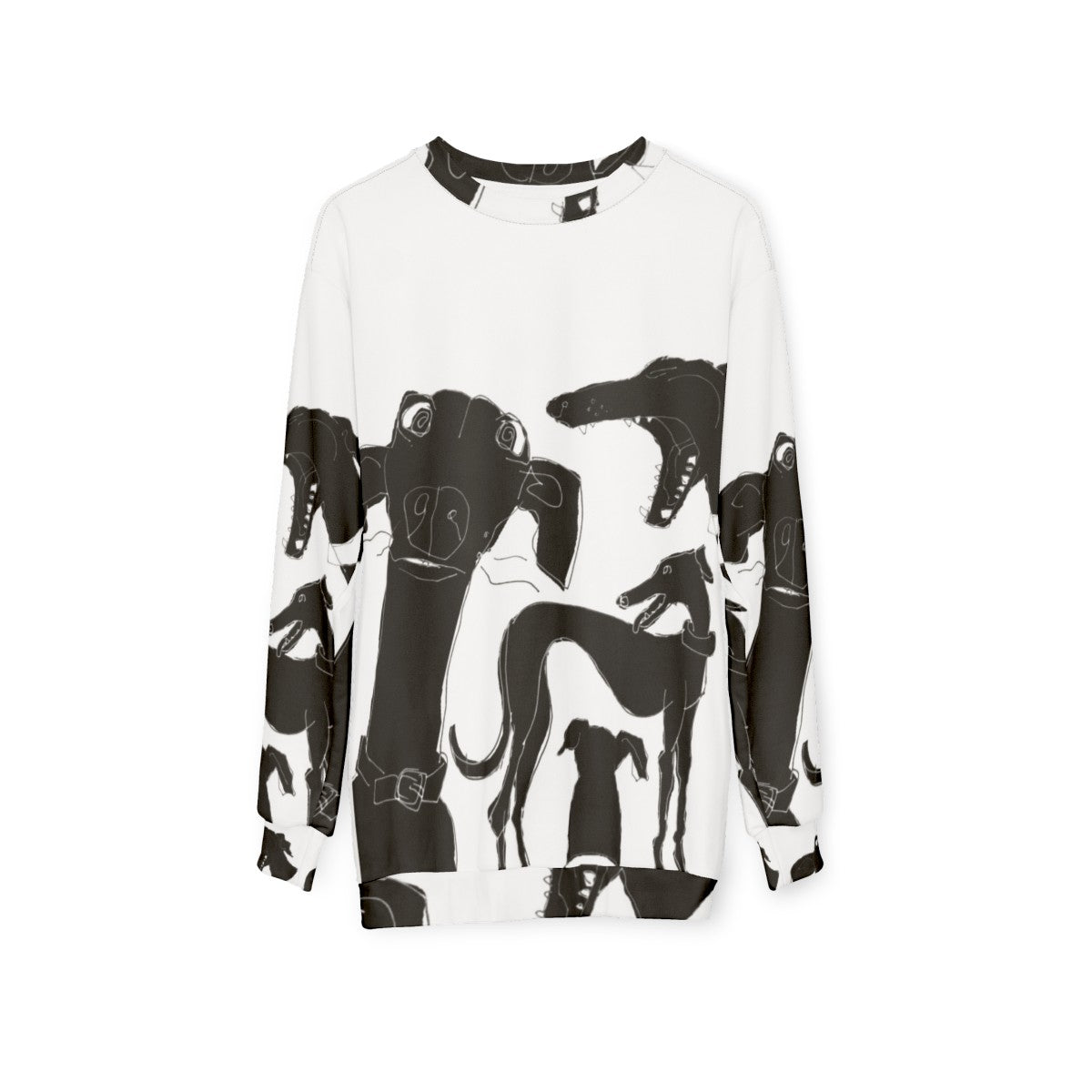 Greyhound pixel dog sweatshirt - hanging