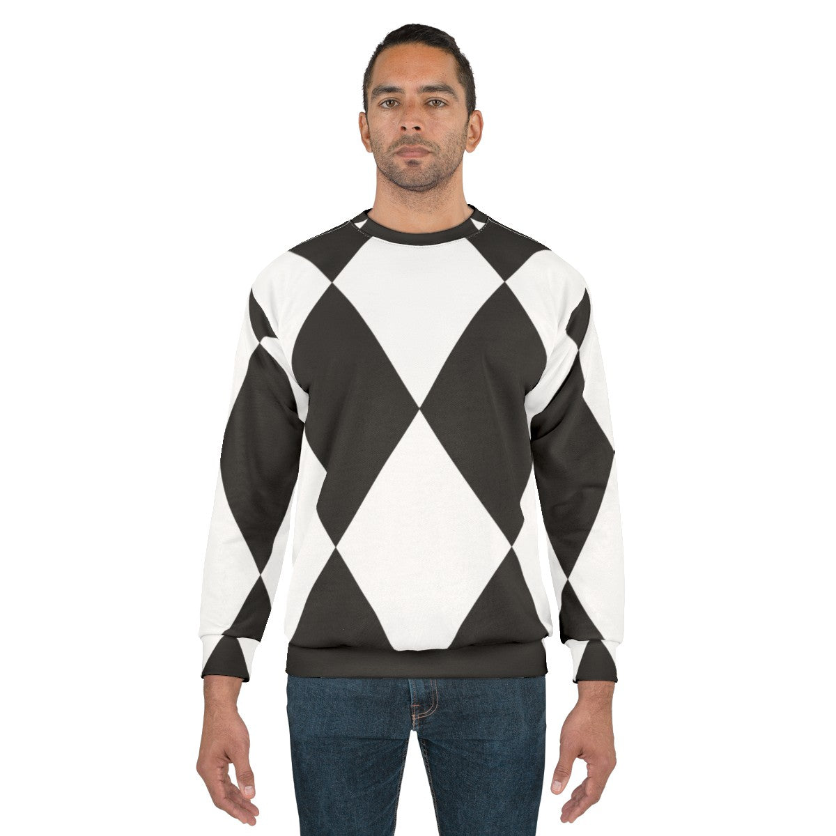 Harlequin black and white graphic pattern sweatshirt - men