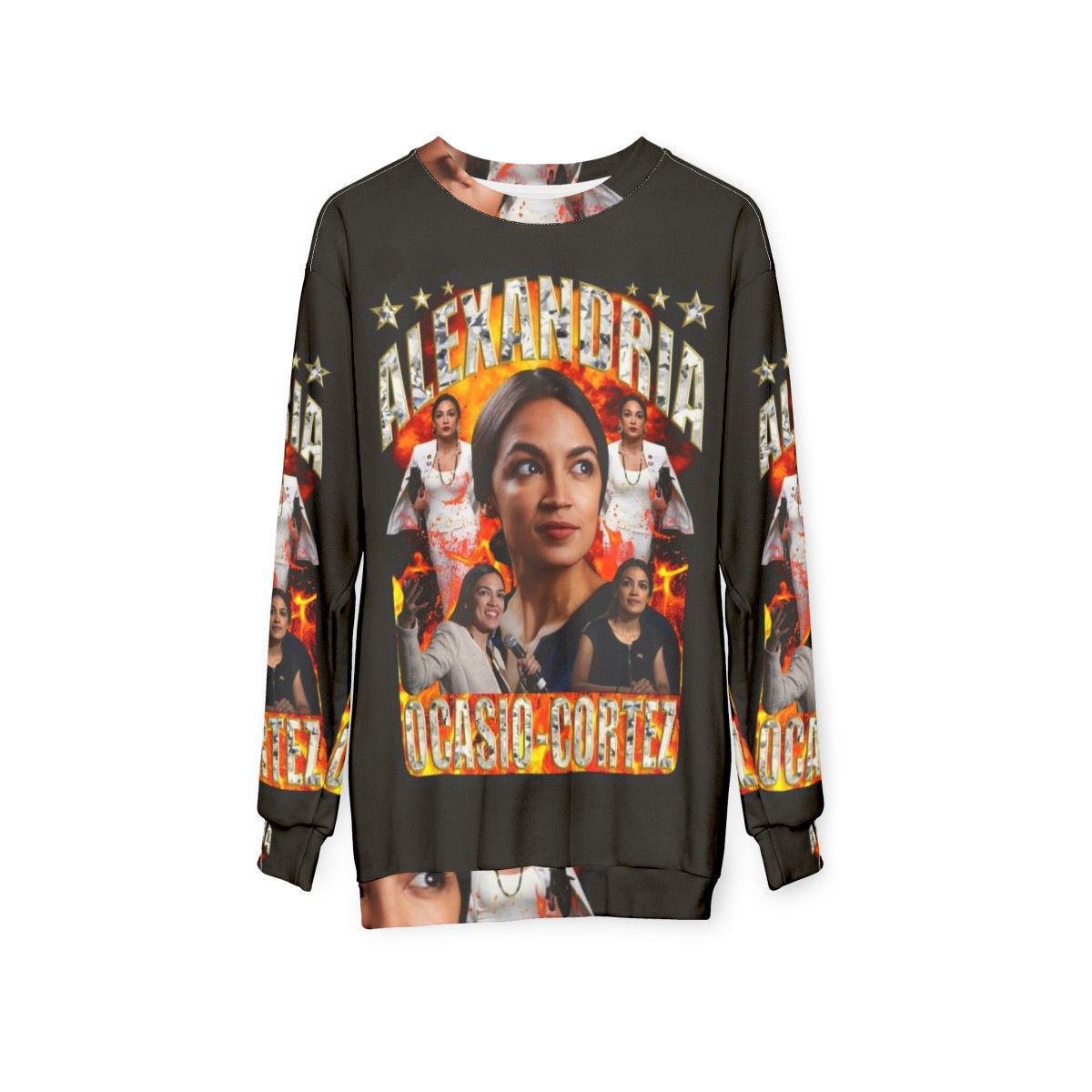 AOC Sweatshirt featuring Alexandria Ocasio Cortez - hanging