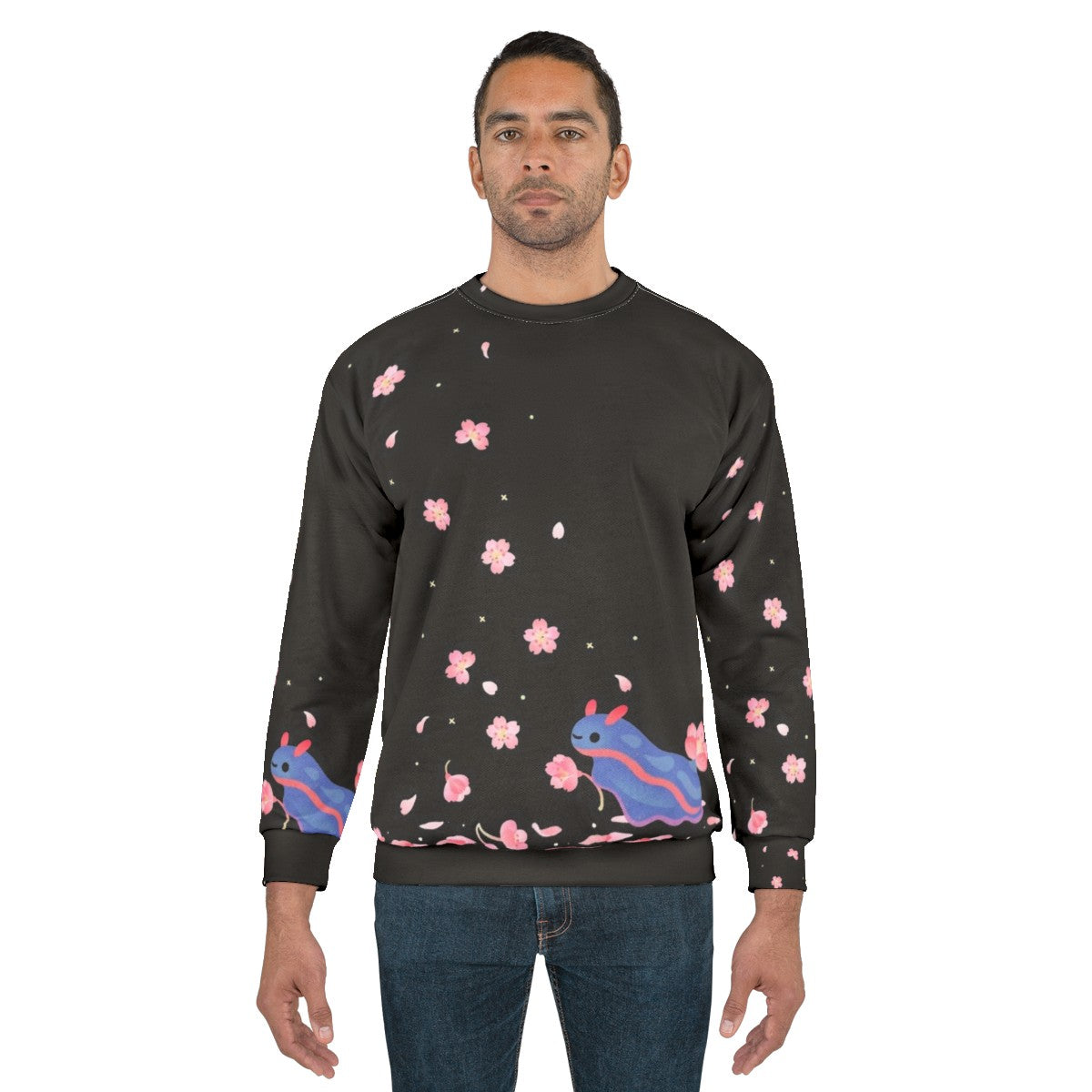 Cherry Blossom Sea Slug Sweatshirt with Vibrant Floral Design - men