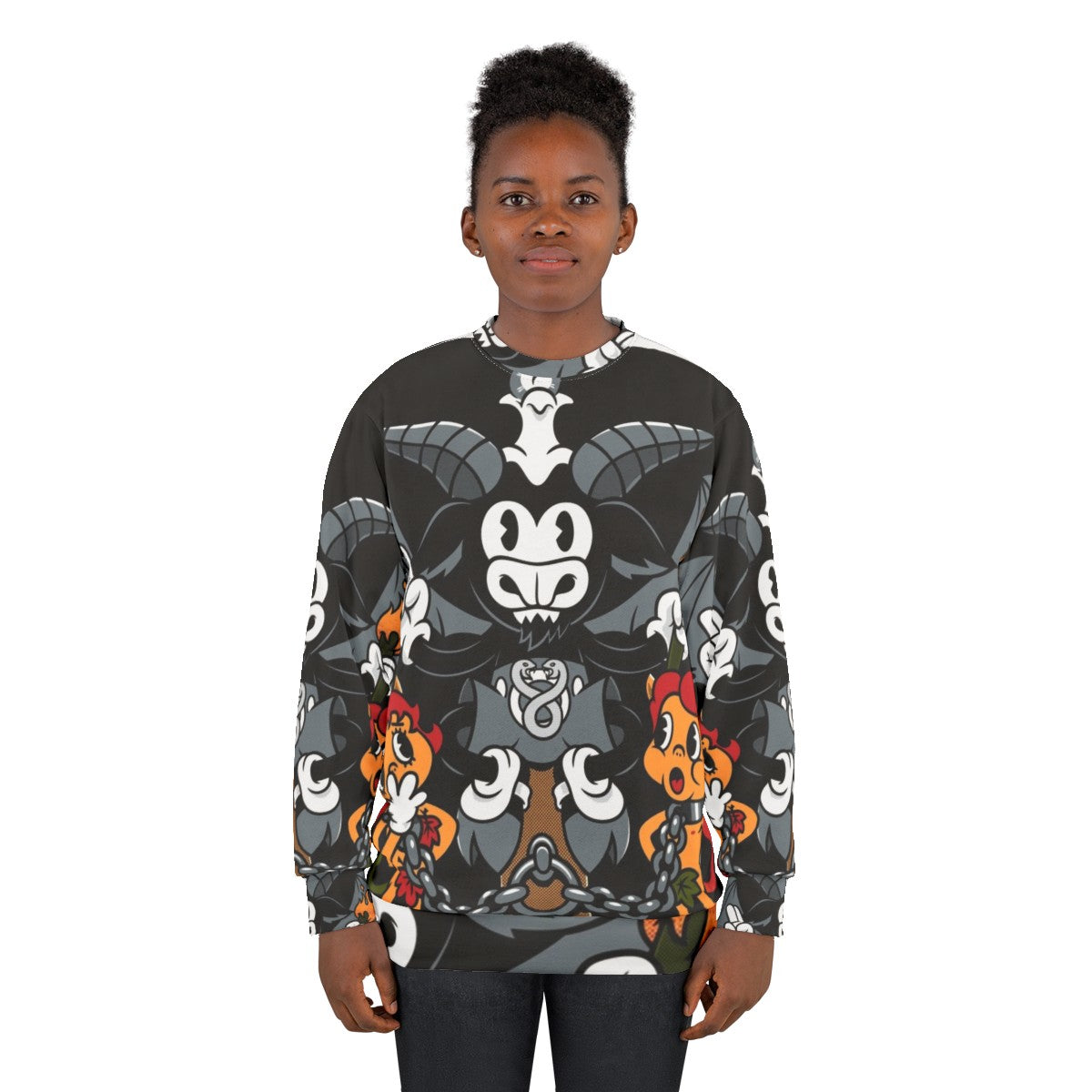 Devil tarot card Baphomet occult gothic sweatshirt - women