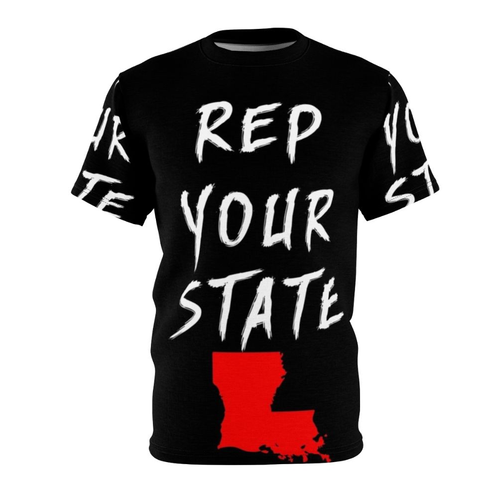 All over print t-shirt featuring the state of Louisiana design