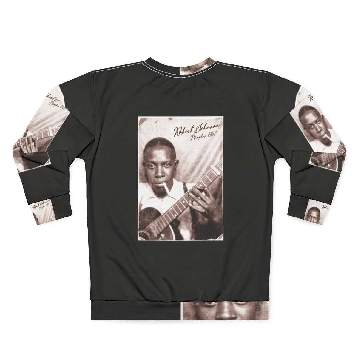 Retro Robert Johnson Blues Music Sweatshirt - Back