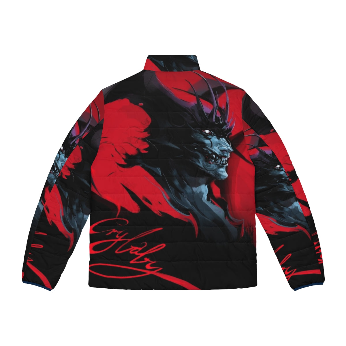 Devilman Crybaby inspired puffer jacket with demon design - Back