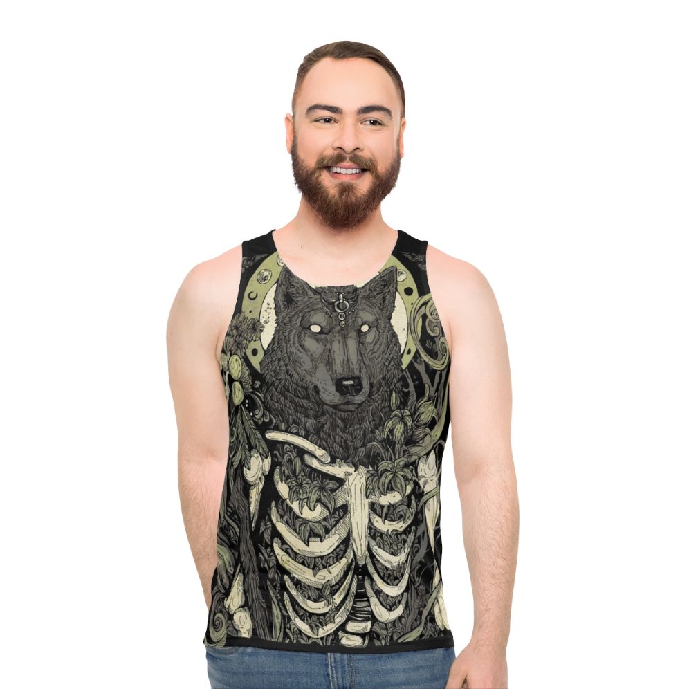 Unisex werewolf skull graphic tank top - men