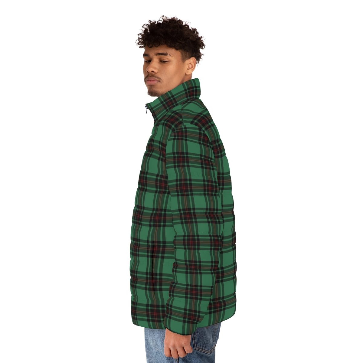 Fife tartan puffer jacket with warm and insulated design - men side left