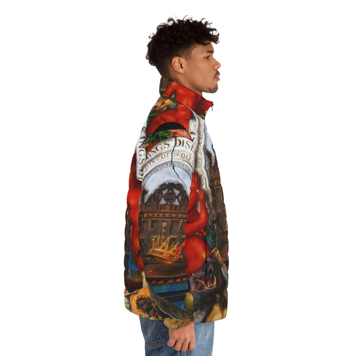 Kings Disease Nas Puffer Jacket featuring the iconic Nas logo and album artwork - men side right