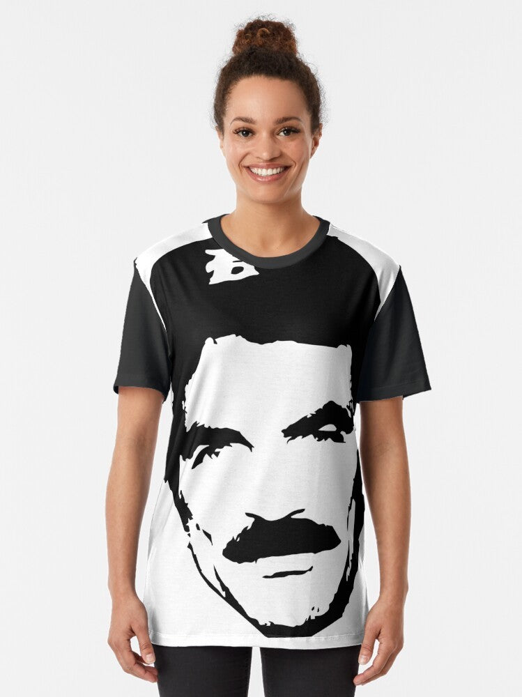 Magnum P.I. graphic t-shirt featuring Tom Selleck's iconic character - Women