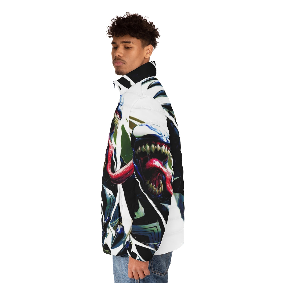 Puffer jacket with Venom and Carnage graphics - men side left