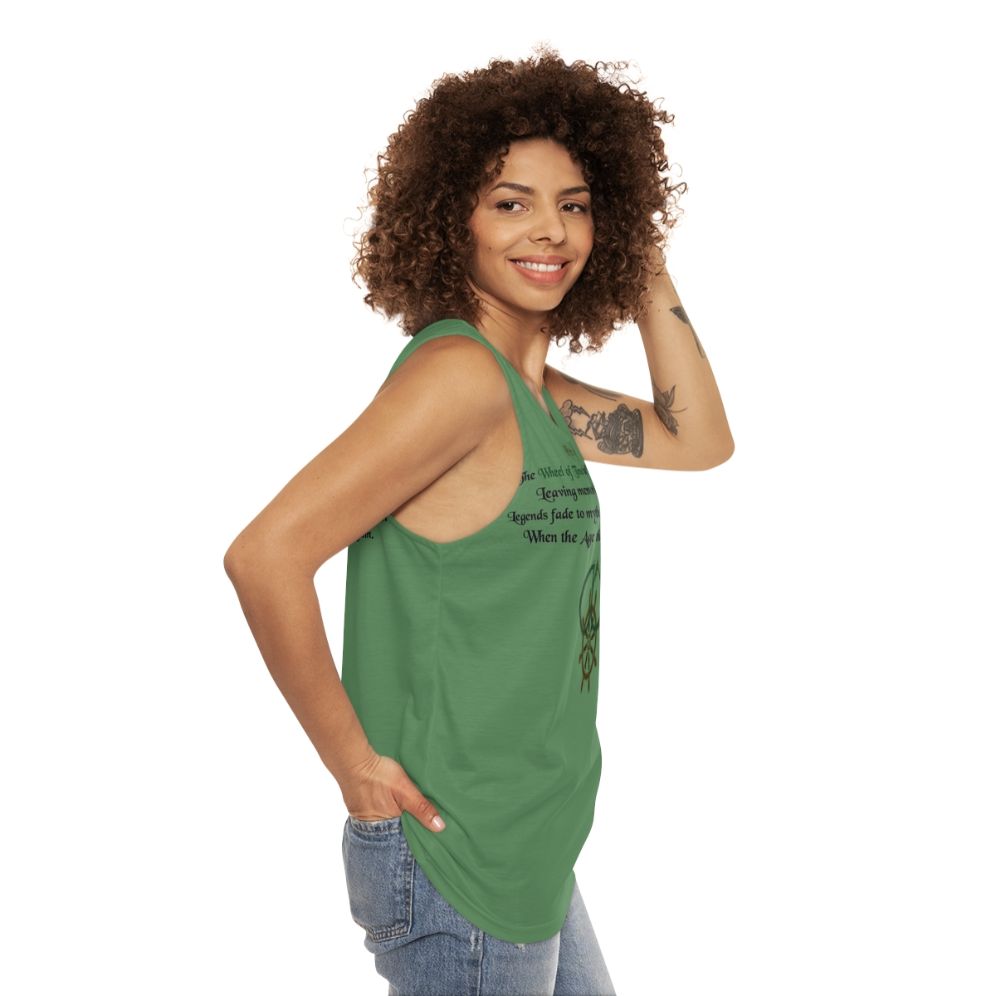 Unisex "Thus Spins The Wheel Of Time" Tank Top - women side