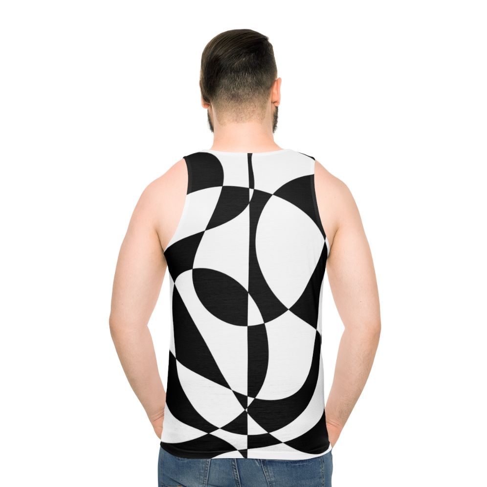 Retro 1960s Black and White Abstract Unisex Tank Top - men back