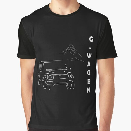 A graphic t-shirt featuring the Mercedes G-Wagen, an iconic off-road vehicle, with the text "King off road" and a bold design.