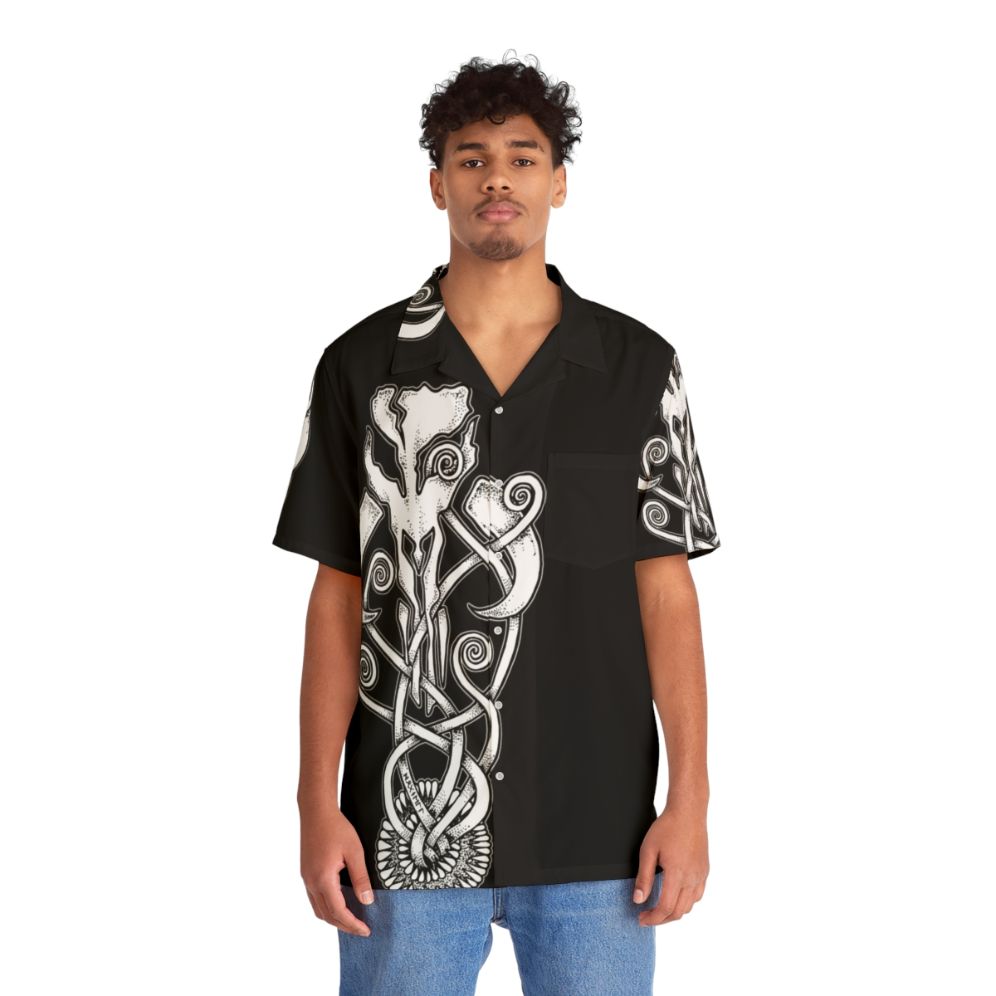 Sarlacc Knot Hawaiian Shirt with Mandalorian-inspired design - People Front