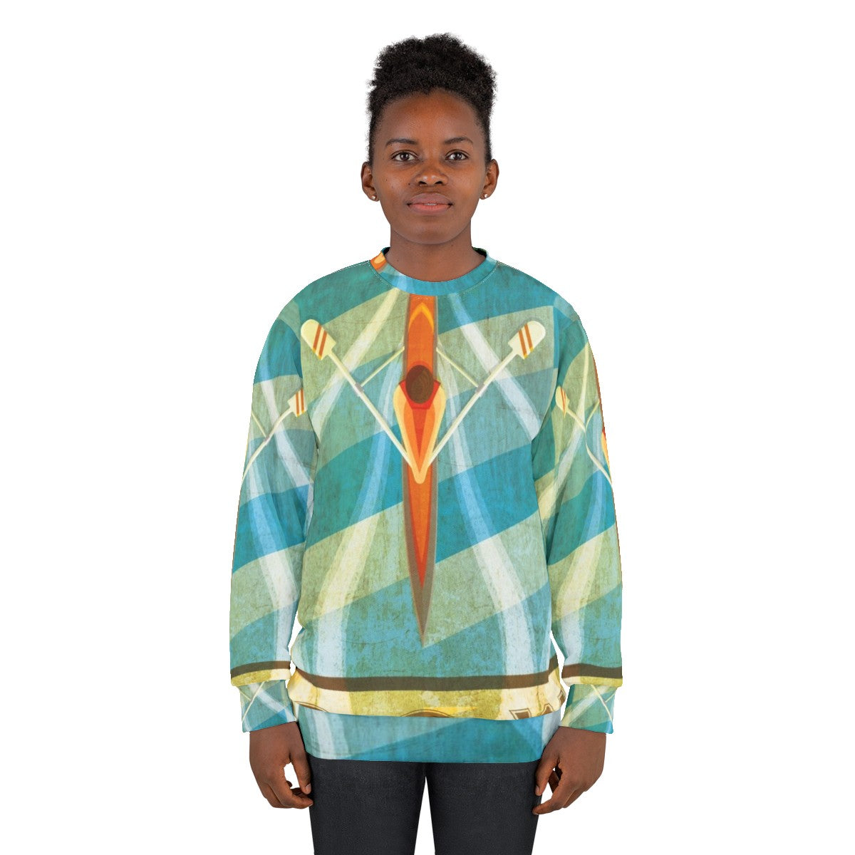 Sculling Sweatshirt with Oarsman and Water Imagery - women