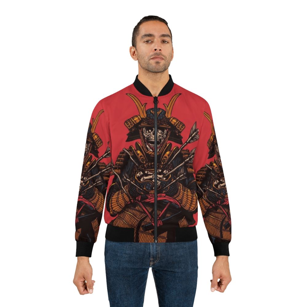 Red bomber jacket with samurai, warrior, and Japanese design elements - Lifestyle