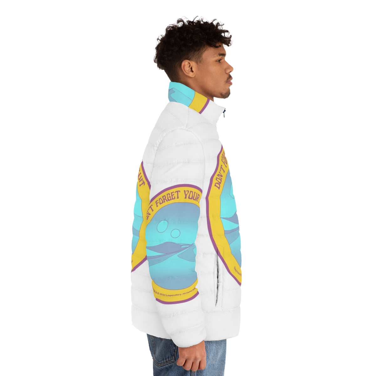 Dune-inspired puffer jacket with desert landscape and Arrakis design - men side right