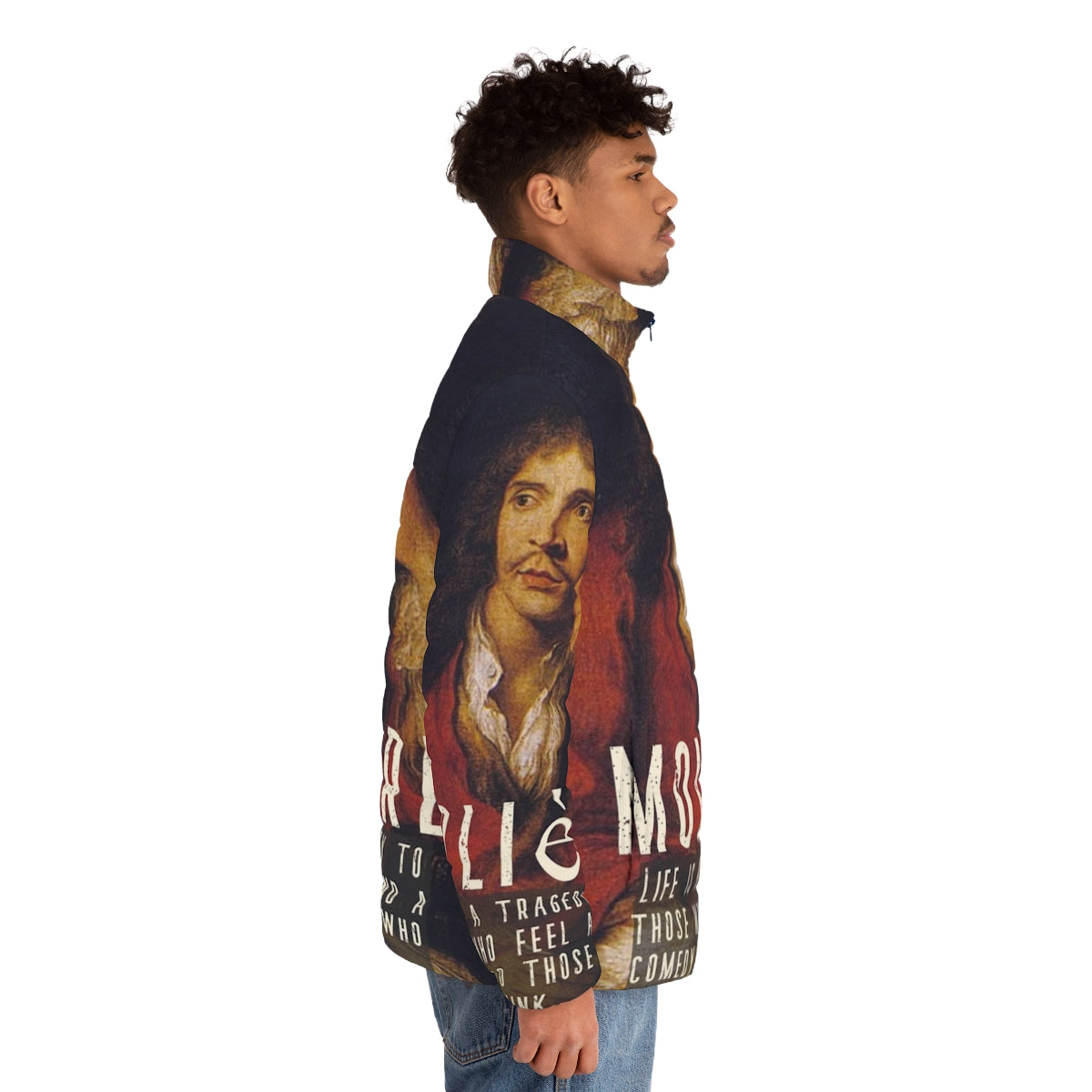 Molière Baroque Period Tragicomedy Quotes Puffer Jacket - men side right