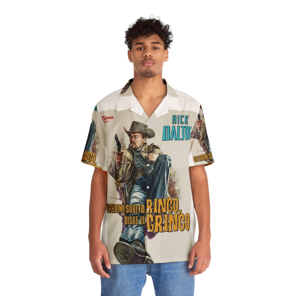 Once Upon A Time In Hollywood Hawaiian Shirt featuring Tarantino and DiCaprio film references - People Front