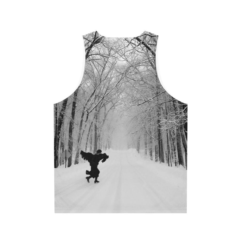 Joni Mitchell inspired unisex black crow graphic tank top - Back