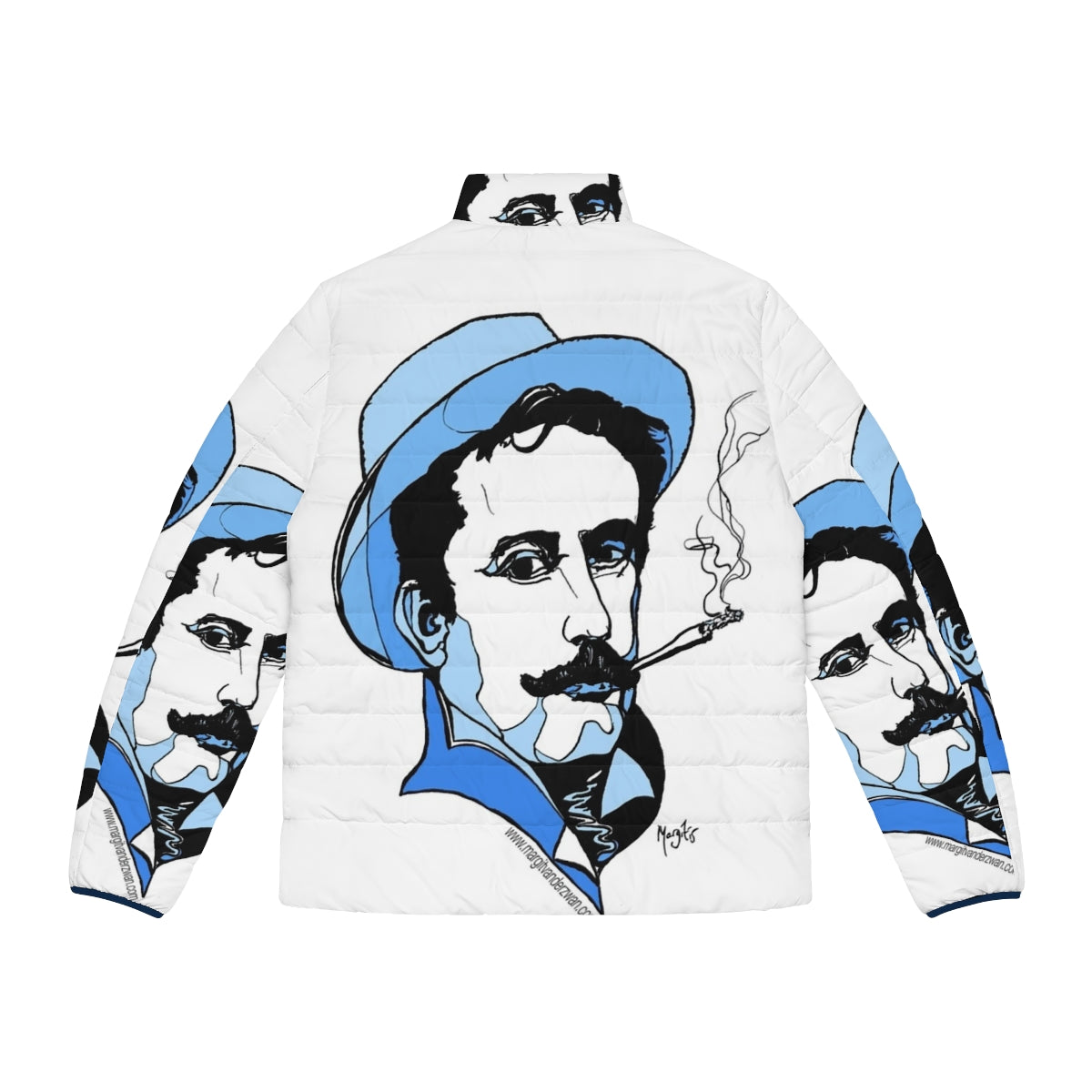 Giacomo Puccini Italian Composer Puffer Jacket featuring the musical genius of Italy - Back