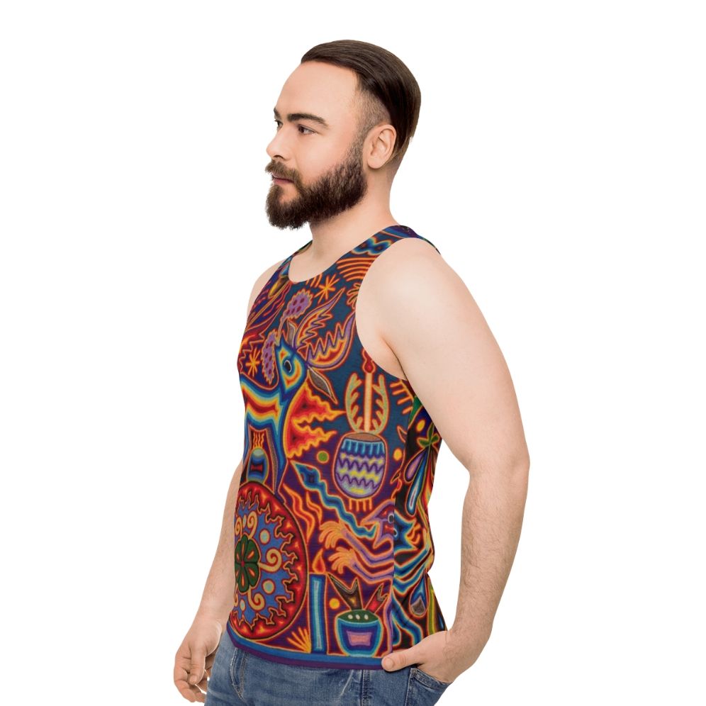 Huichol Unisex Mexican Skull Tank Top - men side