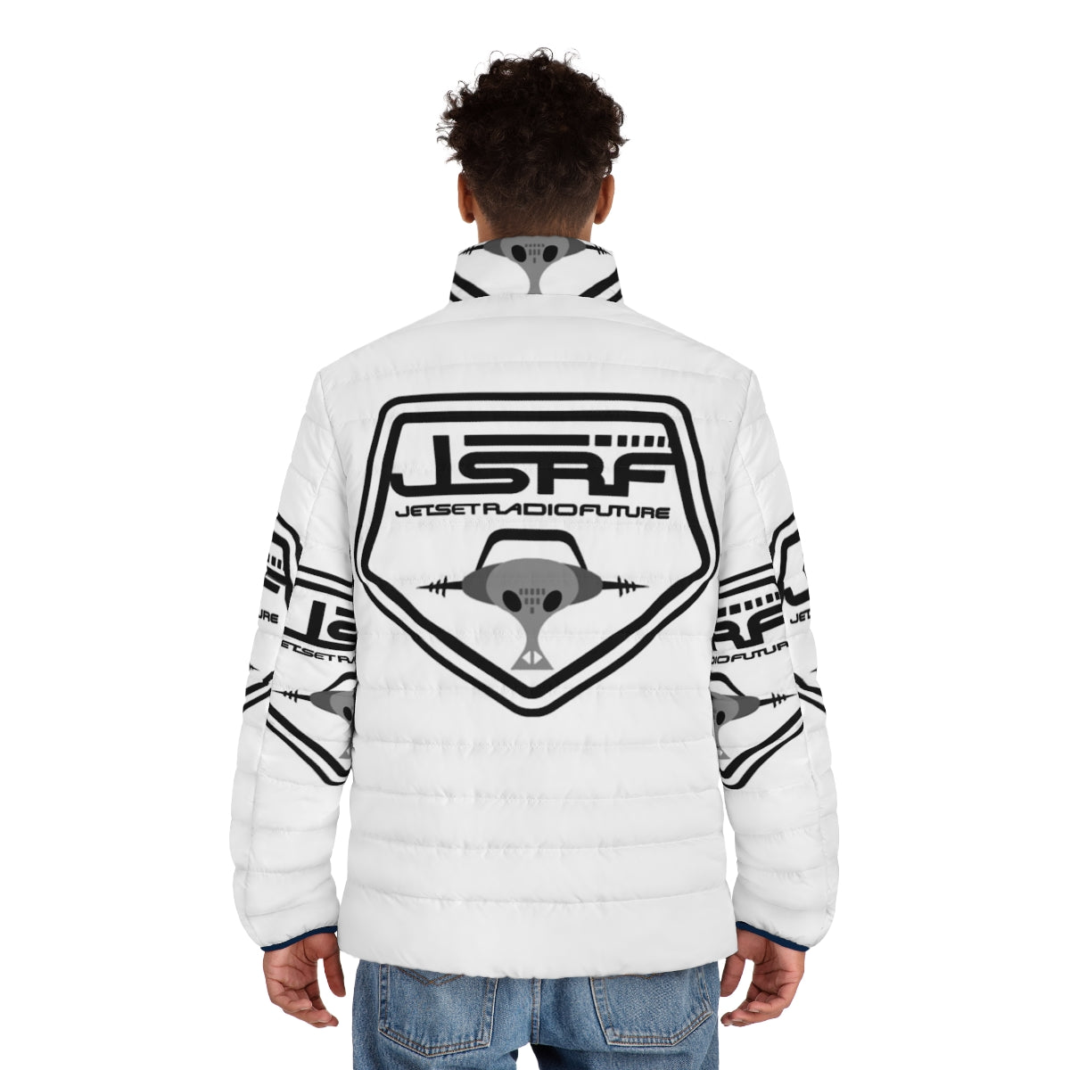 Jet Set Radio Future logo puffer jacket featuring graffiti-inspired design - men back